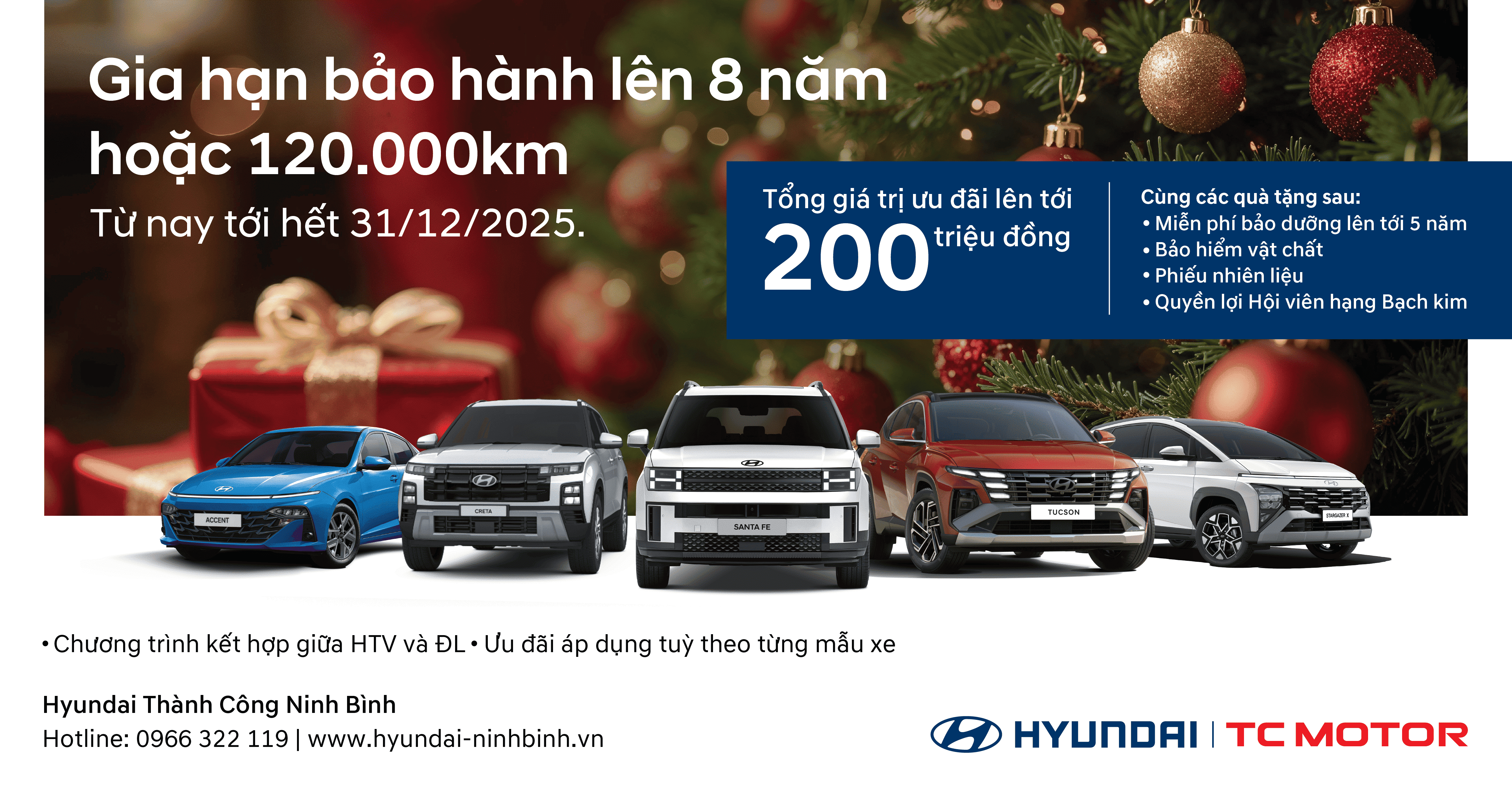 HYUNDAI THÀNH CÔNG NINH BÌNH ƯU ĐÃI BẢO HÀNH 8 NĂM CÙNG HỖ TRỢ TÀI CHÍNH LÊN ĐẾN 200 TRIỆU ĐỒNG TRONG THÁNG 12
